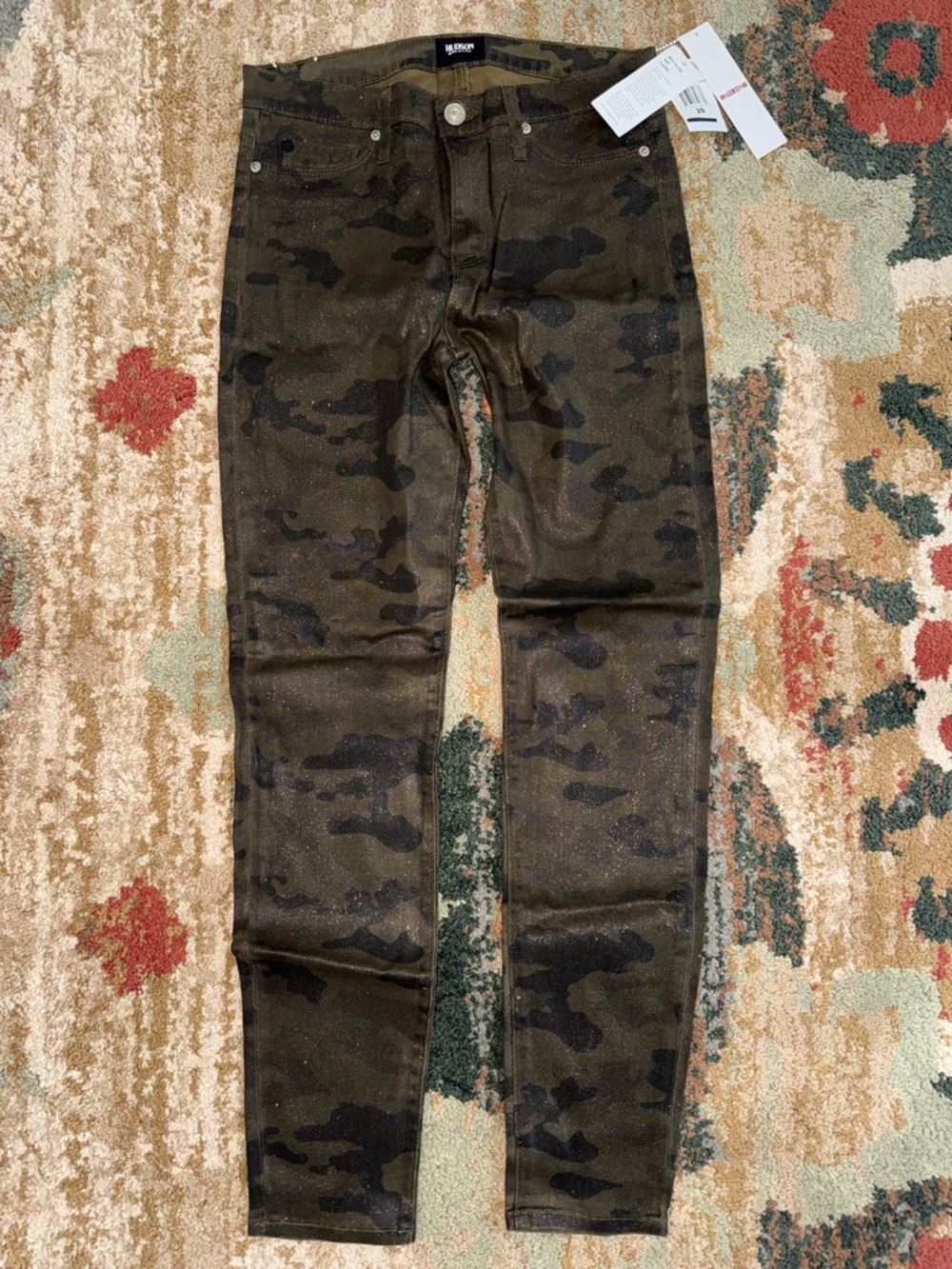 NWT Hudson Camo Skinny Glitter Jeans with Subtle Shine